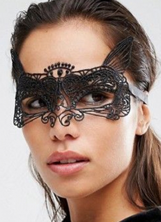 2Pcs Enchanting Black Lace Fox Eye Mask