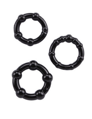 Black 3 Penis Rings Set Beaded Cock Ring To Delay Ejaculation