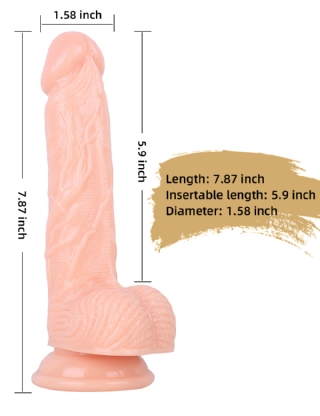 Light Skin Color Realistic PVC Dildo AdultSex Toys- 7.87 Inch
