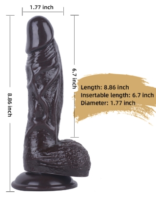 Brown Black Color Realistic PVC Dildo AdultSex Toys- 8.86 Inch