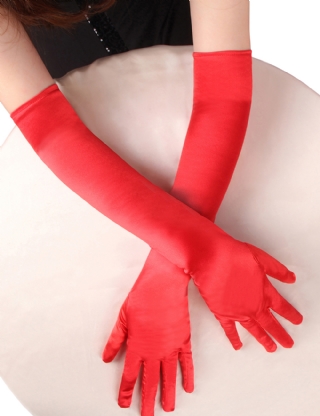 Red 55cm Long Simulated Silk Long Gloves