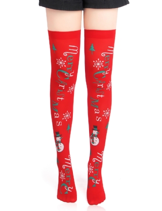 Red Christmas Print Mesh stockings