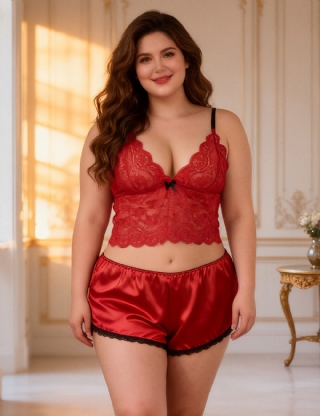 Sleepwear with Panties Sexy Silk Lace Camisole