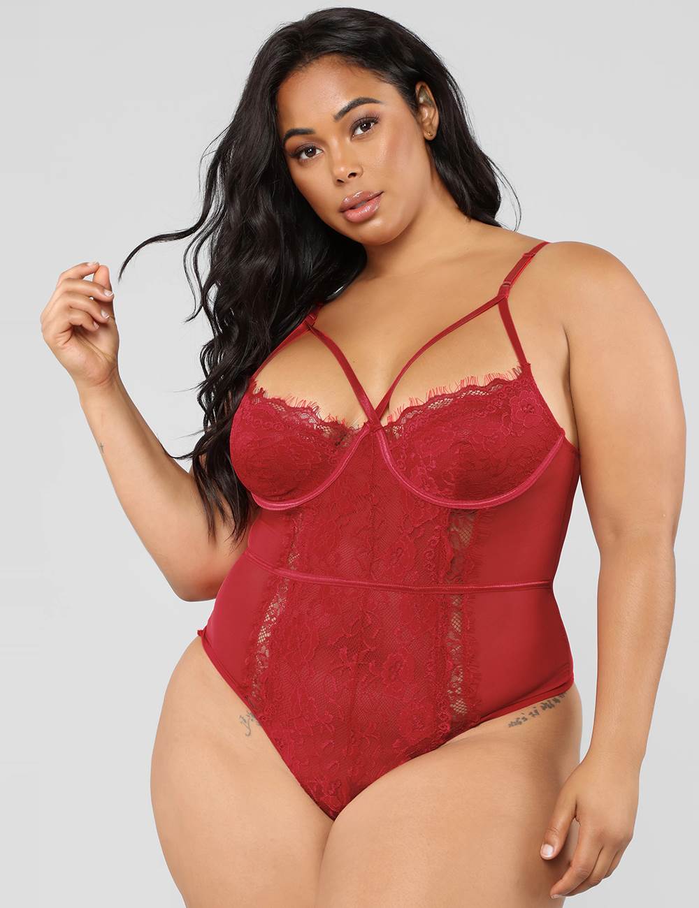 plus size red lace teddy
