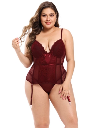 Plus Size Red Deluxe Satin Lace Stitching Corsets