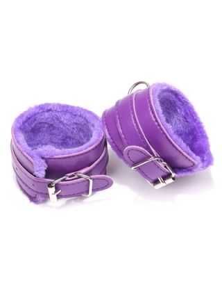 Purple SM Bondage Sex Leather Handcuffs