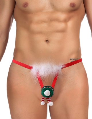 Red Christmas Sexy Fluffy Underwear For Men