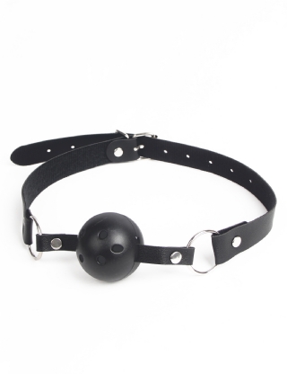 Black leather BDSM Breathable Mouth Gag