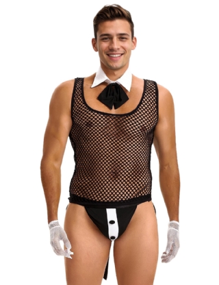 Black Men Sexy See Through Valet Underwear Set