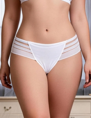White Striped Mesh Patchwork Sexy Panties Women Lingerie