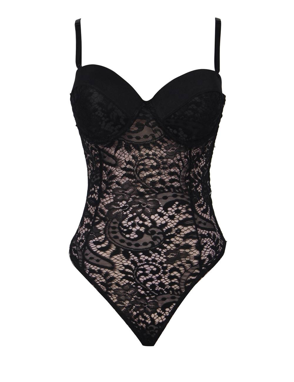 $5.38 Plus Size Push-up Cup Black Lace Teddy|OhyeahLady.com